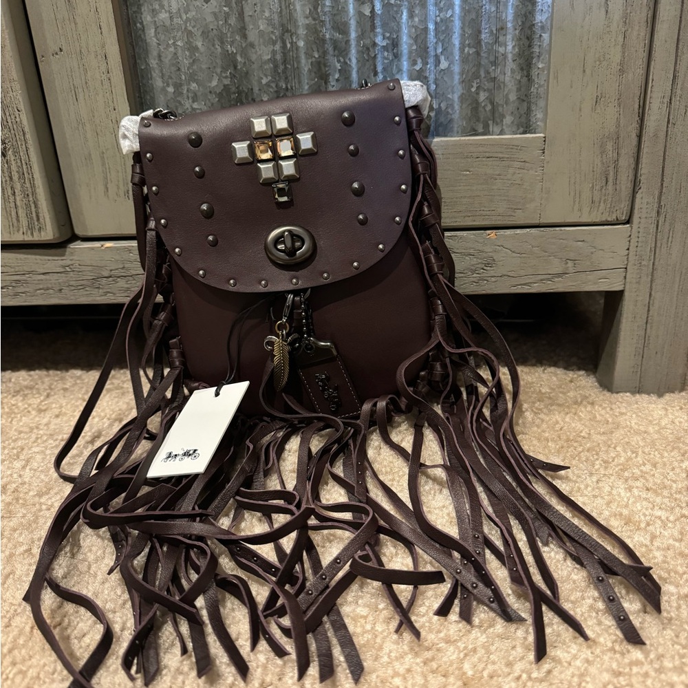 COACH 1941 Fringe Rivet Studded Saddle Bag with CHARMS NEW, NWT